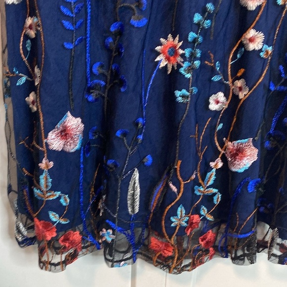 Floral Embroidered Sheer Sleeve Dress - Picture 4 of 8